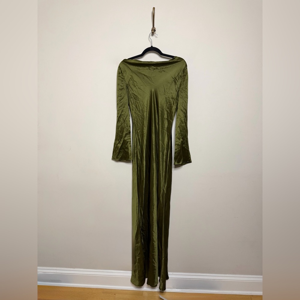 Reformation Pike Silk Maxi Dress Moss Garden Green - Picture 3 of 9